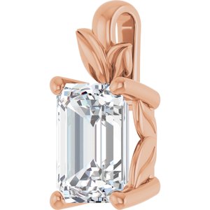 18K Rose Gold 8x6 mm Emerald Charm/Pendant Mounting – image 3