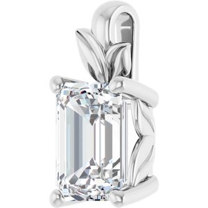 14K White Gold 8x6 mm Emerald Charm/Pendant Mounting – image 3