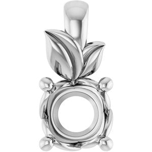 18K White Gold 5.2 mm Round Charm/Pendant Mounting – image 2