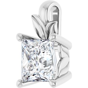 18K White Gold 6 mm Square Charm/Pendant Mounting – image 3