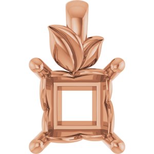 10K Rose Gold 6 mm Square Charm/Pendant Mounting – image 2
