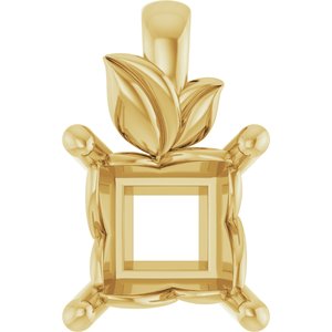 10K Yellow Gold 6 mm Square Charm/Pendant Mounting – image 2
