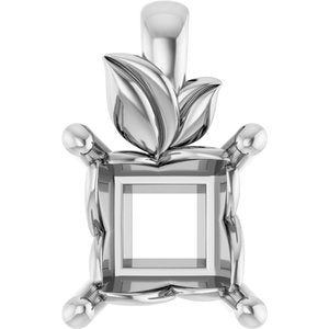 14K X1 White Gold 6 mm Square Charm/Pendant Mounting – image 2