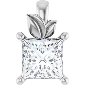 10K White Gold 6 mm Square Charm/Pendant Mounting