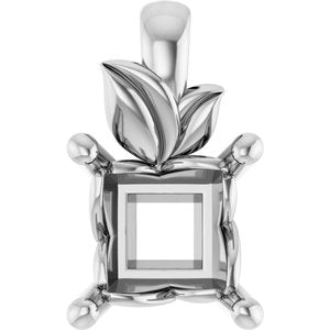 10K White Gold 5 mm Square Charm/Pendant Mounting – image 2