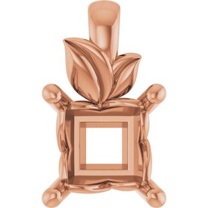 14K Rose Gold 5 mm Square Charm/Pendant Mounting – image 2