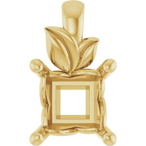 14K Yellow Gold 5 mm Square Charm/Pendant Mounting – image 2