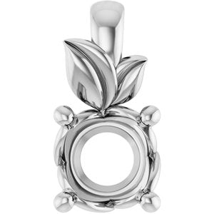 14K White Gold 5.8 mm Round Charm/Pendant Mounting – image 2