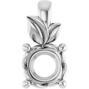 10K White Gold 6 mm Round Charm/Pendant Mounting – image 2