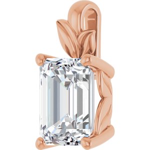 14K Rose Gold 9x7 mm Emerald Charm/Pendant Mounting – image 3