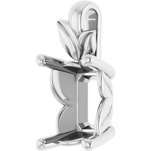 Platinum 9x7 mm Emerald Charm/Pendant Mounting – image 4