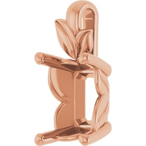 14K Rose Gold 9x7 mm Emerald Charm/Pendant Mounting – image 4