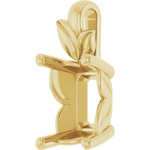 18K Yellow Gold 9x7 mm Emerald Charm/Pendant Mounting – image 4
