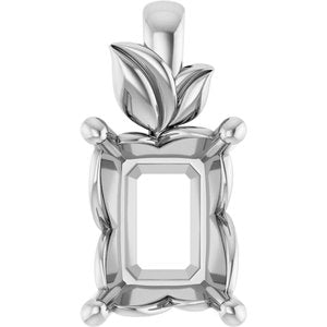 Sterling Silver 9x7 mm Emerald Charm/Pendant Mounting – image 2