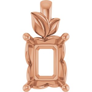 18K Rose Gold 9x7 mm Emerald Charm/Pendant Mounting – image 2