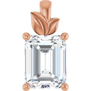 18K Rose Gold 9x7 mm Emerald Charm/Pendant Mounting