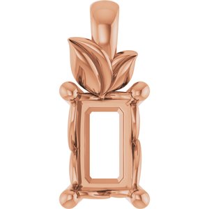 10K Rose Gold 6x4 mm Emerald Charm/Pendant Mounting – image 2