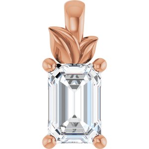 10K Rose Gold 6x4 mm Emerald Charm/Pendant Mounting