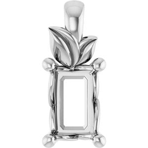 Platinum 6x4 mm Emerald Charm/Pendant Mounting – image 2