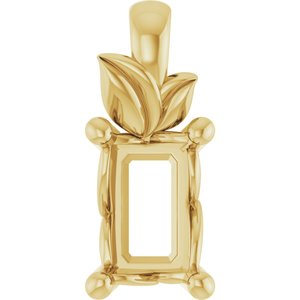 10K Yellow Gold 6x4 mm Emerald Charm/Pendant Mounting – image 2