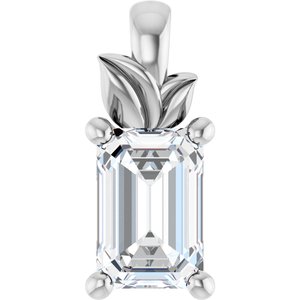Platinum 6x4 mm Emerald Charm/Pendant Mounting