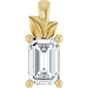 10K Yellow Gold 6x4 mm Emerald Charm/Pendant Mounting