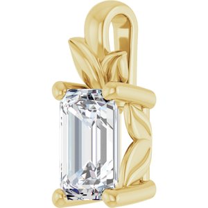 14K Yellow Gold 6x4 mm Emerald Charm/Pendant Mounting – image 3