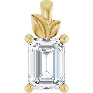 18K Yellow Gold 7x5 mm Emerald Charm/Pendant Mounting