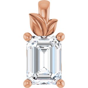 10K Rose Gold 7x5 mm Emerald Charm/Pendant Mounting