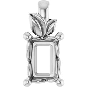 18K White Gold 7x5 mm Emerald Charm/Pendant Mounting – image 2