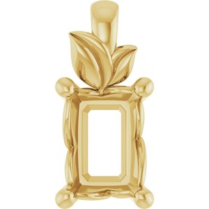 10K Yellow Gold 7x5 mm Emerald Charm/Pendant Mounting – image 2