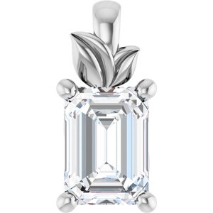 10K White Gold 7x5 mm Emerald Charm/Pendant Mounting