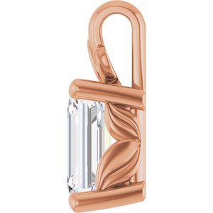 18K Rose Gold 7x5 mm Emerald Charm/Pendant Mounting – image 5