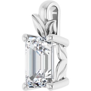 10K White Gold 7x5 mm Emerald Charm/Pendant Mounting – image 3