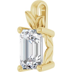 18K Yellow Gold 7x5 mm Emerald Charm/Pendant Mounting – image 3
