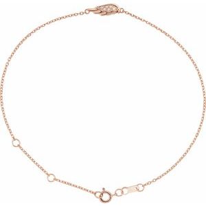 14K Rose Gold .015 CTW Natural Diamond Angel Wing 6 1/2-7 1/2" Bracelet