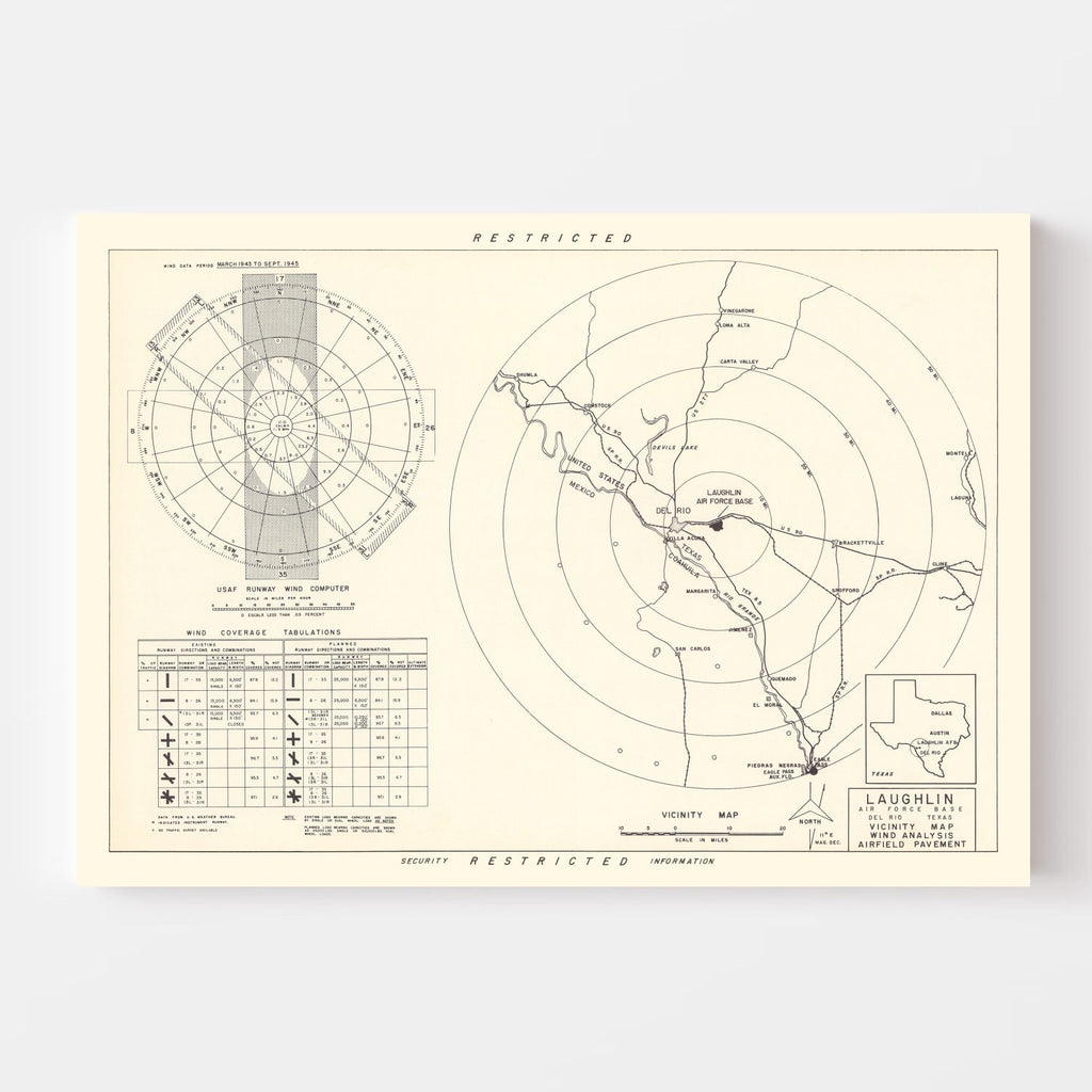 Vintage Map of the Laughlin Air Force Base Vicinity, 1951