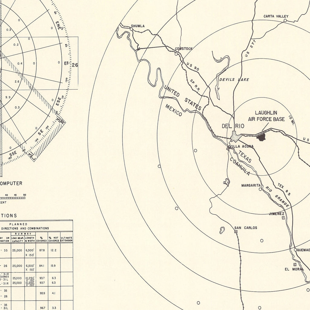 Vintage Map of the Laughlin Air Force Base Vicinity, 1951