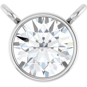 14K White 3/8 CT Natural Diamond Bezel-Set Necklace Center