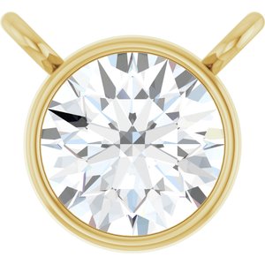 14K Yellow 3/8 CT Natural Diamond Bezel-Set Necklace Center