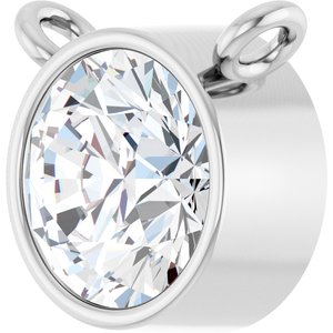 14K White 3/4 CT Natural Diamond Bezel-Set Necklace Center