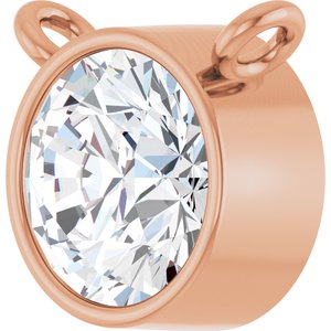 14K Rose 3/4 CT Natural Diamond Bezel-Set Necklace Center