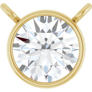 14K Yellow 3/4 CT Lab-Grown Diamond Bezel-Set Necklace Center