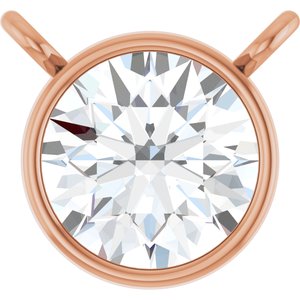 14K Rose 3/4 CT Natural Diamond Bezel-Set Necklace Center