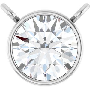 14K White 3/4 CT Natural Diamond Bezel-Set Necklace Center