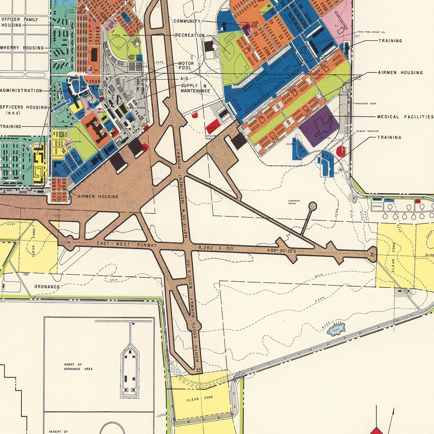 Vintage Map of Lowry Air Force Base, 1952