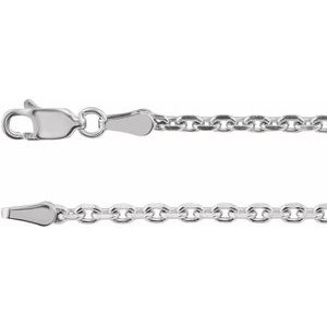 14K White Gold 2.5 mm Diamond-Cut Cable 20" Chain