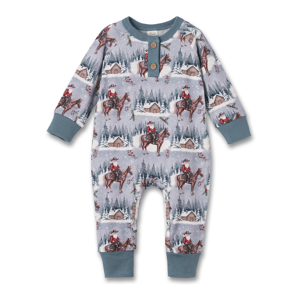 Cowboy Christmas Henley Romper - Bamboo Babywear