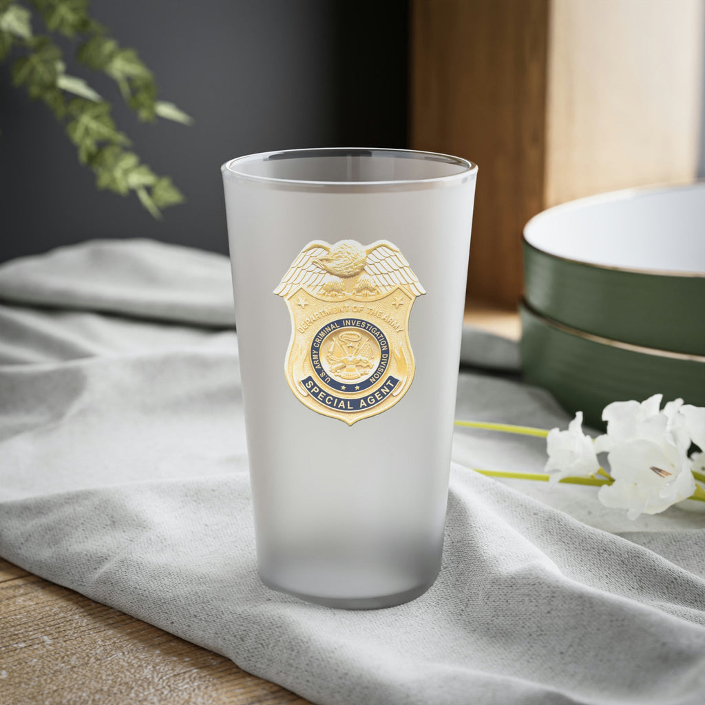 Army CID Badge - Frosted Pint Glass, 16oz