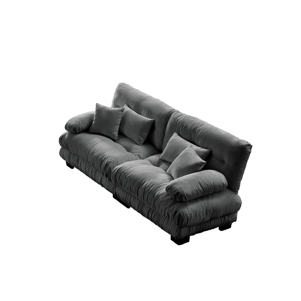 Cloud Couch 2 Seater Sofa for Living Room, Chenille 2 - Seat sofa with 2 Lumbar pillows and 2 throw pillows,Chenille Gray
